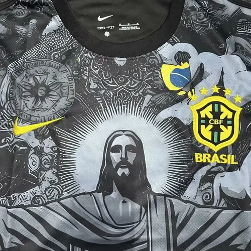 2024 Brasilien Special Edition Jesus Schwarz Grau Fußballtrikot — view 4