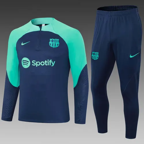 2023/2024 Barcelona Media Cremallera Chándal Azul Real Camiseta Set — view 1