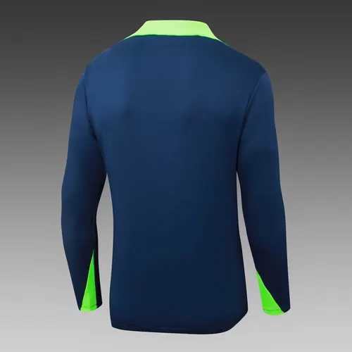 2025 Brasilien Halb-Reißverschluss Trainingsanzug Königsblau Fußballtrikot AAA Fan-Qualität Set — view 4