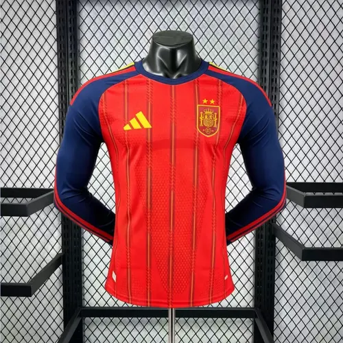 2026 Long Sleeve Player Version Spain Home Football Jersey  