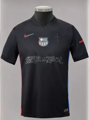 2024/2025 Maillot Extérieur Noir Publicitaire Version Joueur Barcelona x Travis Scott Collab  — view 1