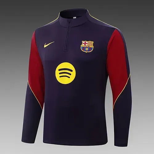 Camisa de Futebol Treino Meio Puxa Barcelona Roxo Escuro 2026/2027 Conjunto   — view 4