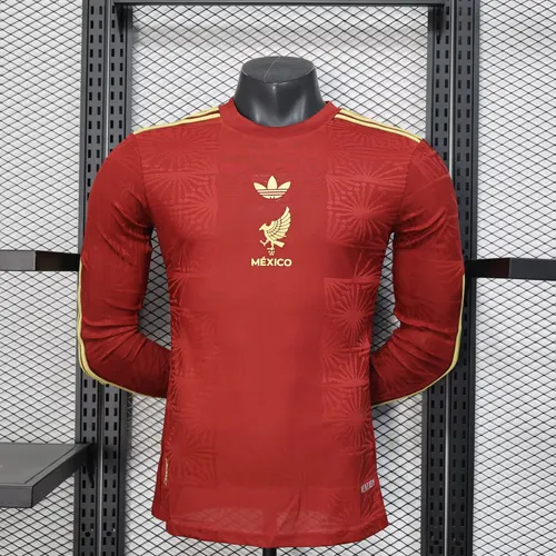 2025/2026 قميص منتخب المكسيك الوطني الإصدار الخاص أحمر كم طويل نسخة اللاعب جودة تايلاندية