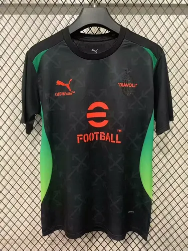 2025/2026 Maillot de football noir pré-match AC Milan landaise