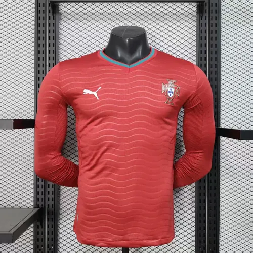 نسخة اللاعب 2026 قميص كرة القدم البرتغالي الأساسي طويل الأكمام درجة المشجع AAA