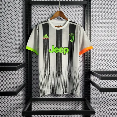 2019/2020 Retro Juventus Gemeinschaftsausgabe Schwarz-Weiß Streifen Fußballtrikot  — view 1