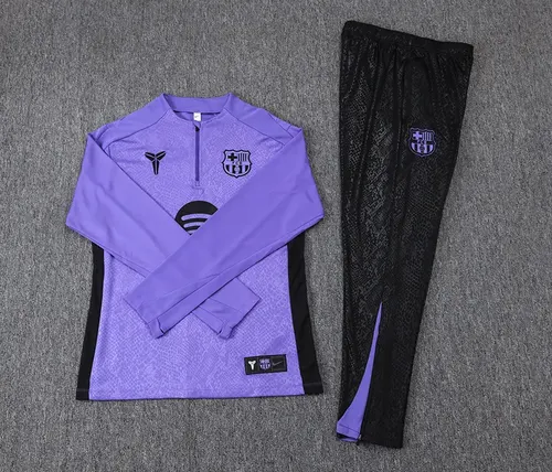 2025/2026 Barcelona Halbzug Trainingsanzug Lila Verbundausgabe Trikot Set — view 7