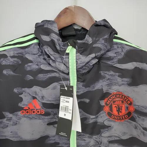 2021/2022 Manchester United Jaqueta Corta-Vento Camuflada Preto e Cinza — view 3