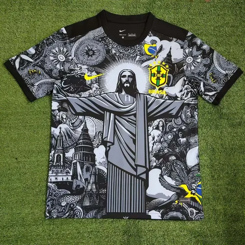 2024-2025 Brasilien Sonderedition Jesus Schwarz Grau Trikot