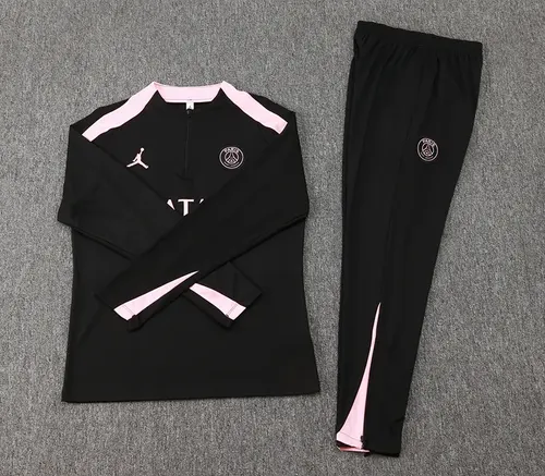 2024/2025 Psg Paris Saint-Germain Half-Pull Training Suit Black with pink Set — view 7