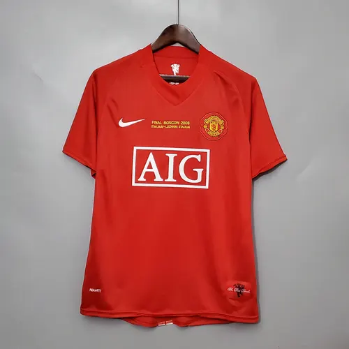 قميص كرة قدم مانشستر يونايتد المنزلي رجعي دوري أبطال أوروبا 2007/2008 جودة تايلاندية — view 1