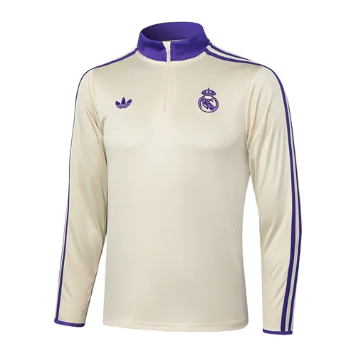 Chándal de entrenamiento con media cremallera Edición Retro albaricoque de Real Madrid 2025/2026 Camiseta de fútbol Calidad Thai Set — view 3
