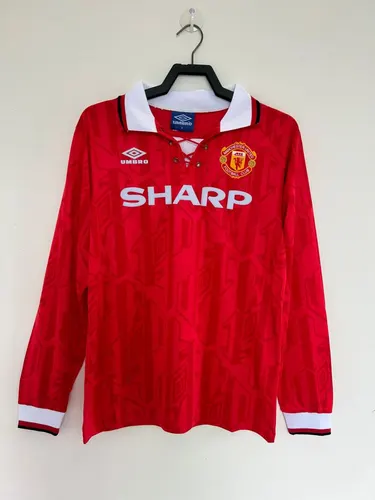 1992/1994 Retro Manga Larga Manchester United Equipación Local Camiseta de Fútbol