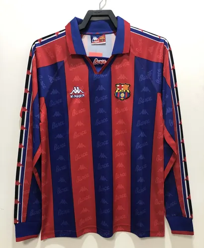 1996/1997 Retro Manga Longa Barcelona Camisa de Futebol Home Champions League  — view 1