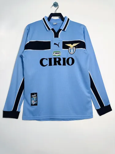 1998/1999 رجعي كم طويل Lazio قميص كرة قدم منزلي جودة تايلاندية