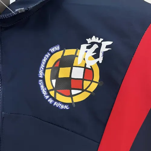 2024 Spain Windbreaker Navy blue Soccer Jersey  — view 6