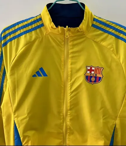 2025/2026 Barcelona Chaqueta Cortavientos Doble Cara Amarilla y Azul Camiseta de Fútbol   — view 4