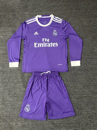 2016/2017 Retro Langarm Real Madrid Auswärts Fußballtrikot  Kindergröße — view 1