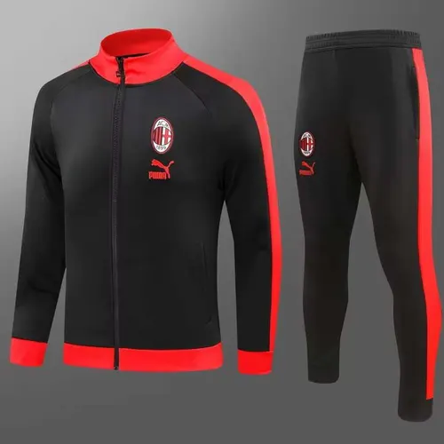 2023/2024 AC Milan Long Zipped Jacket Black Soccer Jersey  Set