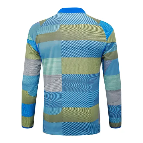 2025/2026 Real Madrid Blau-grün gestreift Inkjet Half-Pull Trainingsanzug Fußballtrikot  Set — view 4