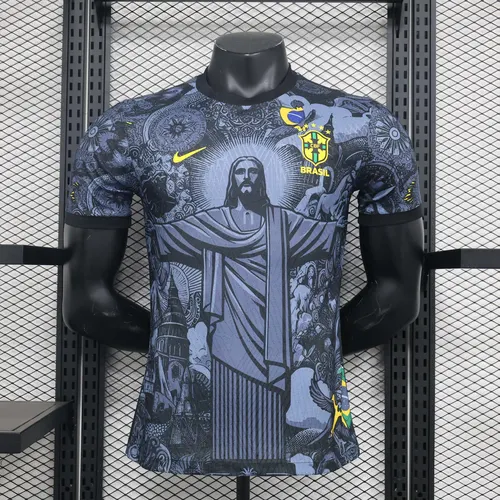 Maillot édition spéciale Jesus noir et gris Brésil version joueur