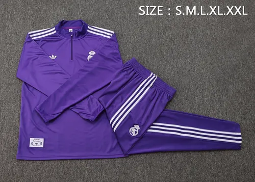Chándal de entrenamiento con media cremallera Edición Retro morado de Real Madrid 2025/2026 Camiseta de fútbol Calidad Thai Set — view 5
