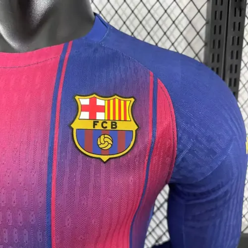 2025/2026 Long Sleeve Player Version Barcelona Home No Ads Football Jersey  — view 7