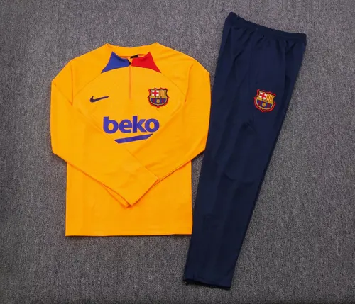 2022/2023 Barcelona Media Cremallera Chándal Amarillo Camiseta Set — view 7