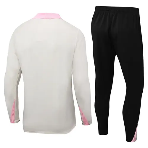 2024/2025 Psg Paris Saint-Germain Half-Pull Training Suit Beige with pink Set — view 2