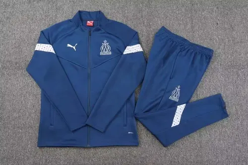 2023/2024 Olympique de Marseille Long Zip Jacket Dark Blue Football Jersey Set — view 3