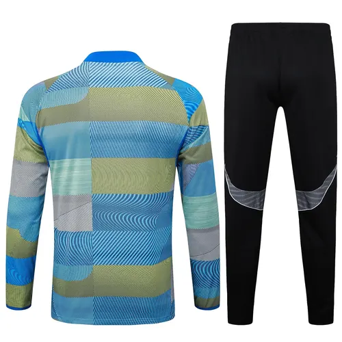 2025/2026 Real Madrid Blau-grün gestreift Inkjet Half-Pull Trainingsanzug Fußballtrikot  Set — view 2