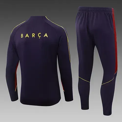 Camisa de Futebol Treino Meio Puxa Barcelona Roxo Escuro 2026/2027 Conjunto   — view 2