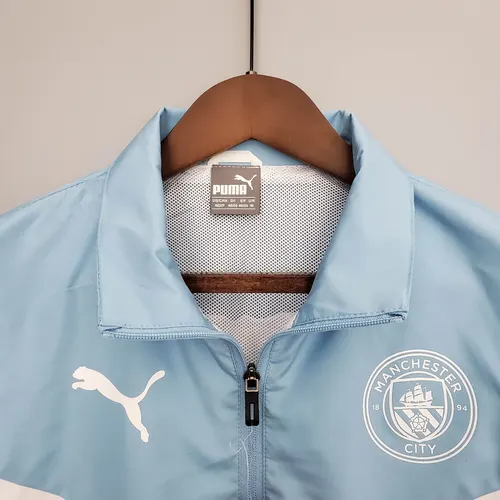 2021/2022 Manchester City Jersey Windbreaker Blue And White — view 3