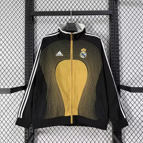 2026/2027 ريال مدريد سترة واقية أسود أصفر قميص كرة قدم  جودة تايلاندية