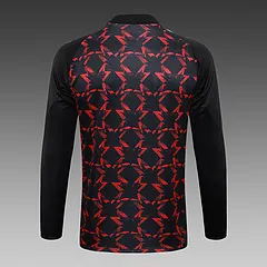 2024/2025 Manchester United Halb-Reißverschluss Trainingsanzug Schwarz Rot Fußballtrikot AAA fan-gradät Set — view 4