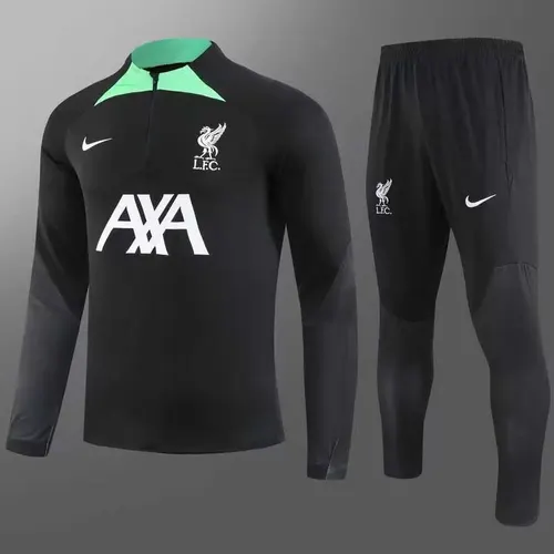 2023/2024 Liverpool Halb-Reißverschluss Trainingsanzug Schwarz  Set — view 1