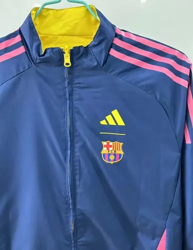 2025/2026 Barcelona Chaqueta Cortavientos Doble Cara Amarilla y Azul Camiseta de Fútbol   — view 9