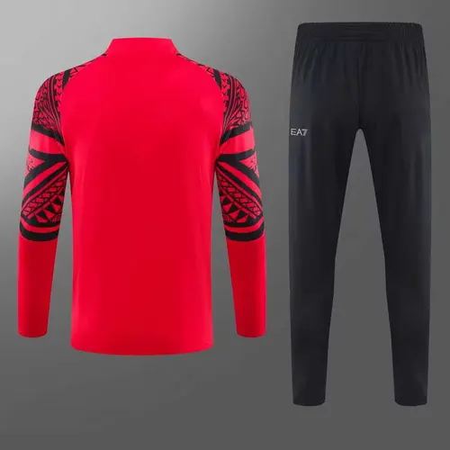 2023-2024 Napoli Half-Pull Trainingsanzug Rot Fußballtrikot  Set — view 2