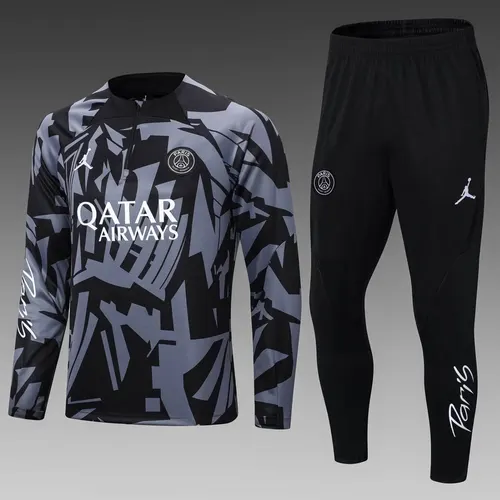 2022/2023 PSG Paris Saint-Germain Halb-Reißverschluss Trainingsanzug Schwarz-Grau Tarnung Set — view 1