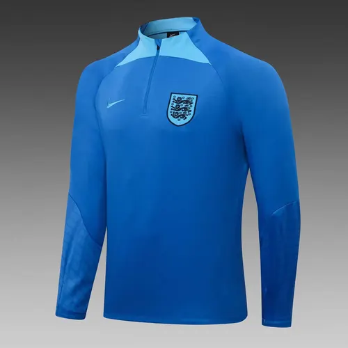 2022 England Half-Pull Training Suit Blue Soccer Jersey Set — view 3