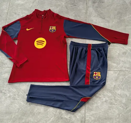 2026/2027 Barcelona Half-Pull Training Red Football Shirt   Set — view 3