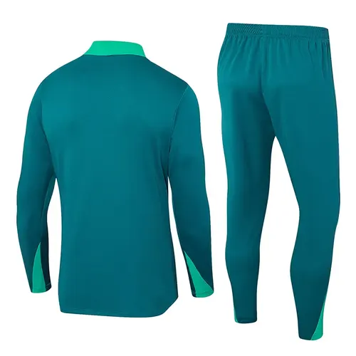 2024-2025 Portugal Halb-Reißverschluss Trainingsanzug Dunkelgrün Fußballtrikot Set — view 2