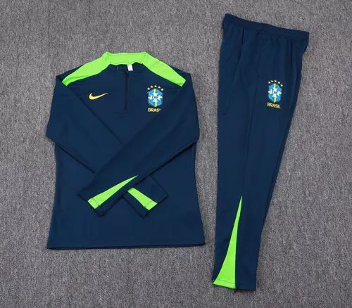 2025 Brasilien Halb-Reißverschluss Trainingsanzug Königsblau Fußballtrikot AAA Fan-Qualität Set — view 7