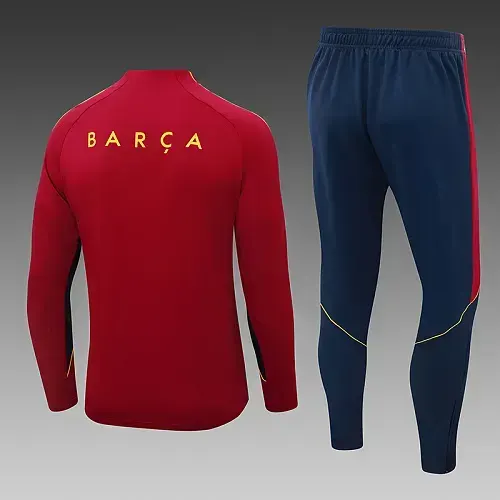 2026/2027 Barcelona Half-Pull Training Red Football Shirt   Set — view 2