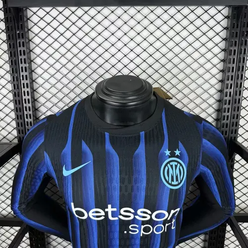2025/2026 Maillot de football domicile Inter Milan version joueur manches longues landaise — view 3