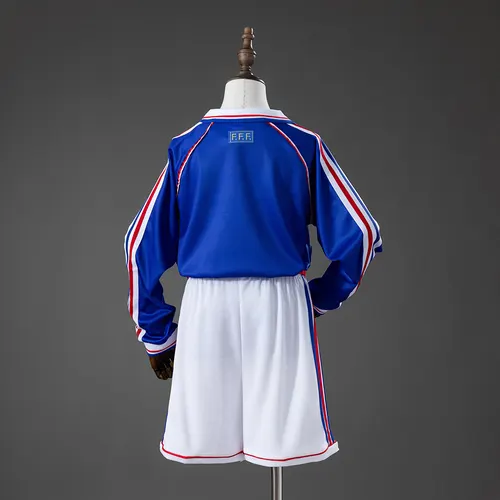 Camiseta Retro 1998 Francia Local Manga Larga AAA calidad fan Talla Infantil — view 2