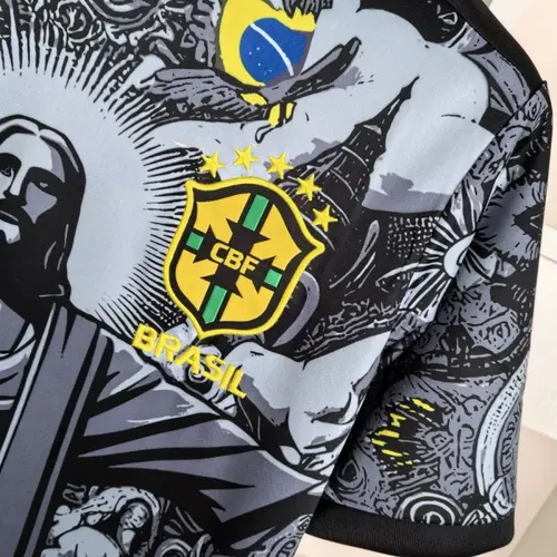2024 Brasilien Special Edition Jesus Schwarz Grau Fußballtrikot — view 5