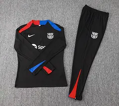 2024/2025 Barcelona Halb-Reißverschluss Trainingsanzug Schwarz Jersey Set — view 7