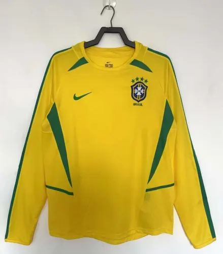 2002 Retro Long Sleeve Brazil Home Football Shirt  — view 3