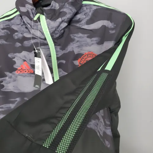 2021/2022 Manchester United Jaqueta Corta-Vento Camuflada Preto e Cinza — view 8
